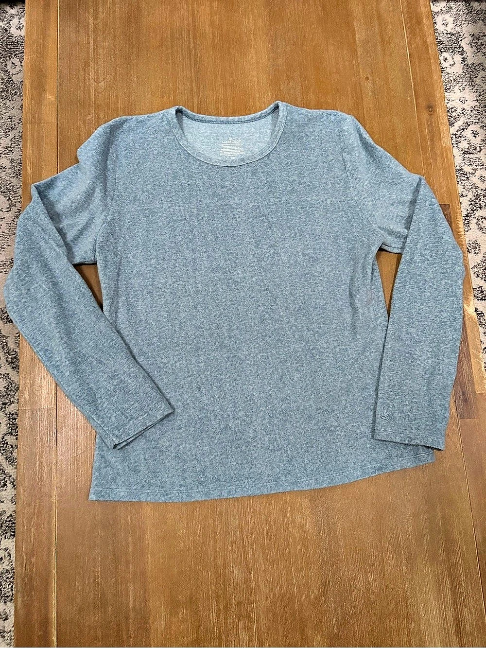 Cuddl Duds Fleecewear With Stretch Long Sleeve Top in Blue/Green